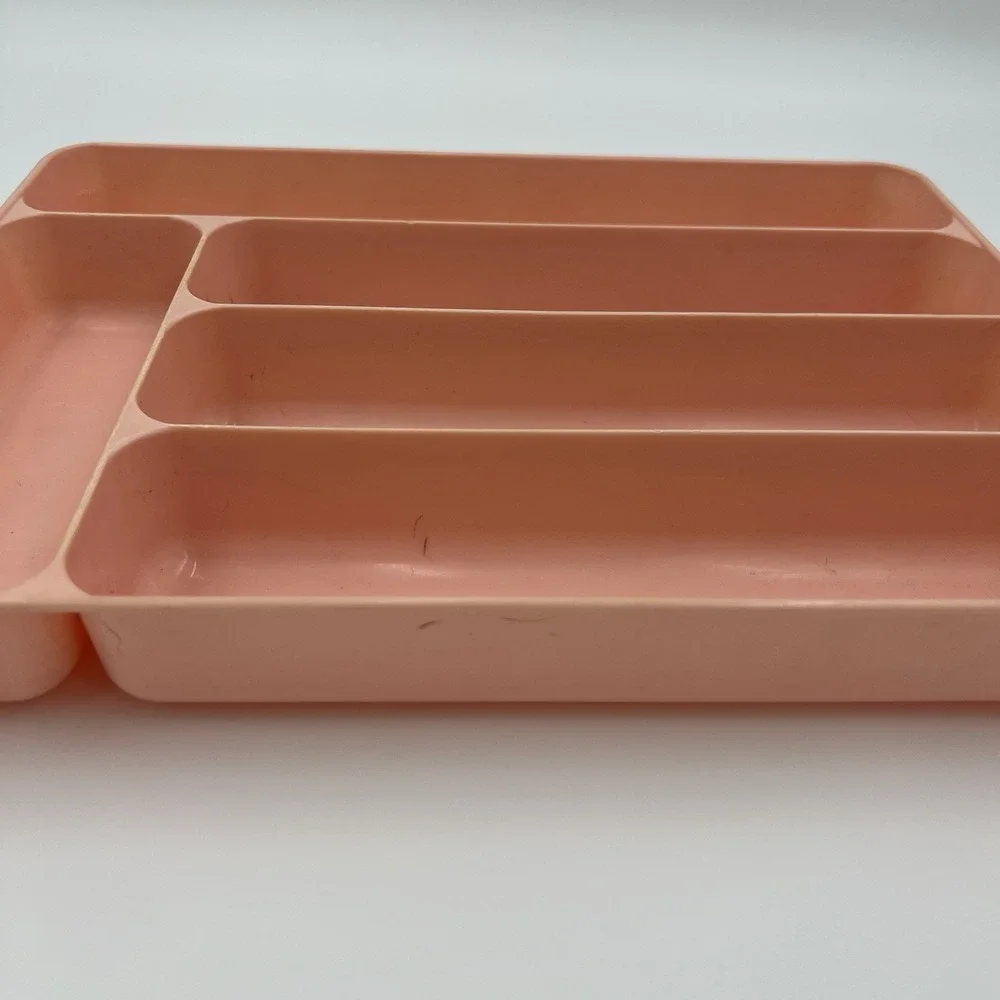 Vintage Lustro-ware Plastic Cutlery‎ 5 drawer Kitchen organizer dusty Pink Retro